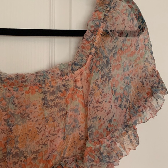 Love Sam chiffon floral boned top, cap shoulder - Picture 2 of 3